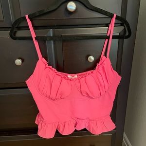 Candence Ruffle Cami Top in Hot Pink